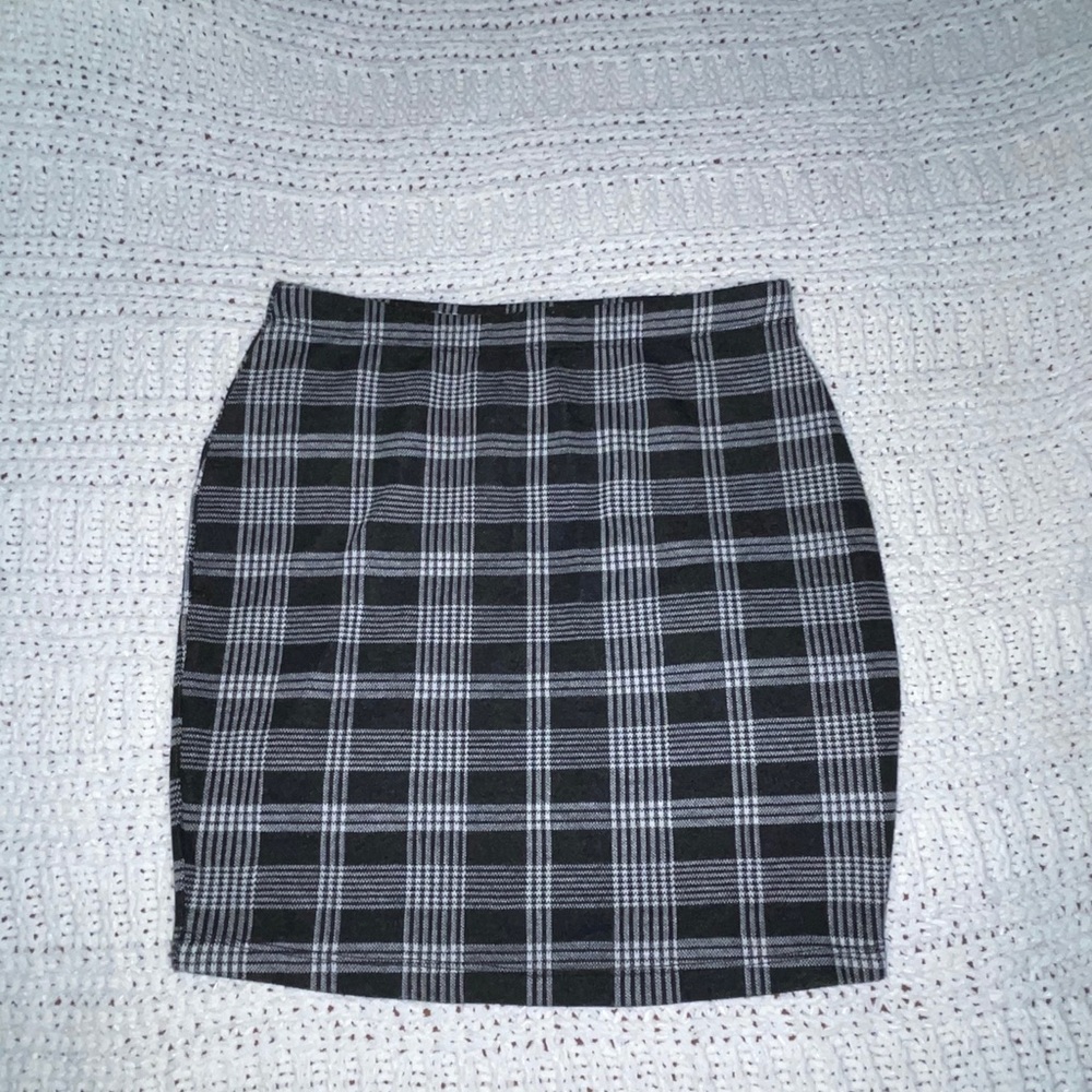 Tight plaid mini skirt